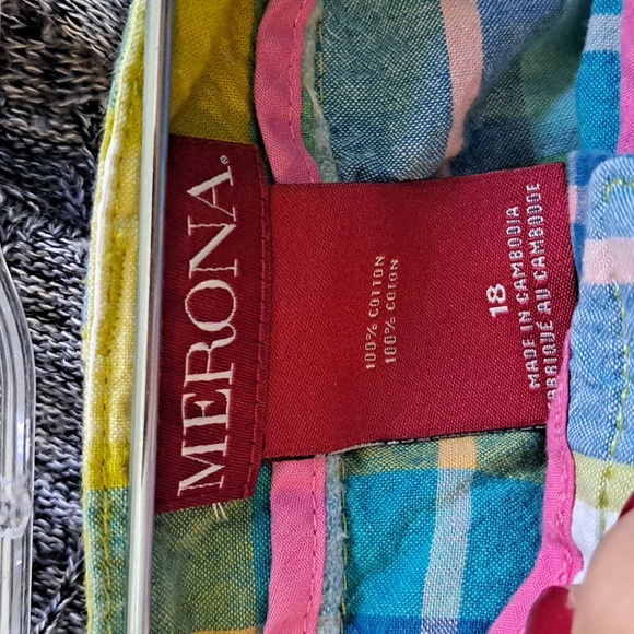 Merona 100% Cotton Multicolor Plaid High Waist Shorts. - Picture 6 of 6